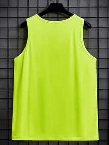 Manfinity RebelGame 男士標語圖案背心上衣 - 青檸色 - 查看 2