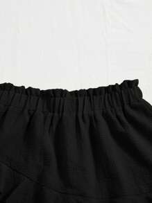 Soleia 素色荷葉邊短褲 - 黑色 - 查看 5