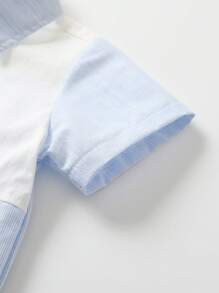 Baby Boys' Blue & White Patchwork T-Shirt Summer Outfits