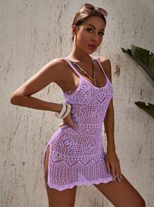 Swim Chiccia Gestricktes Cover Up Kleid mit ausgehöhltem Schlitz am Oberschenkel