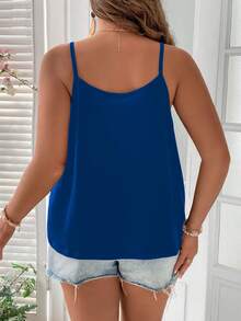 SHEIN LUNE Áo hai dây Plus Size Ruy băng Hình học Giải trí - Xanh đậm - Xem 2