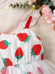 SHEIN Bodysuits Em bé Tương phản Mesh Rau quả - trắng - Xem 4