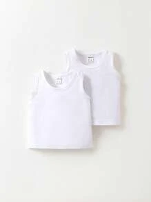 SHEIN Tops em bé màu trơn - trắng - Xem 1