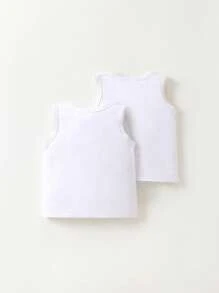 SHEIN Tops em bé màu trơn - trắng - Xem 2