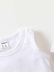 SHEIN Tops em bé màu trơn - trắng - Xem 4