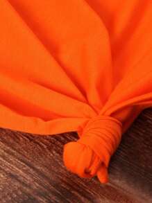 SHEIN LUNE 標語圖案T恤 - 橘色 - 查看 5