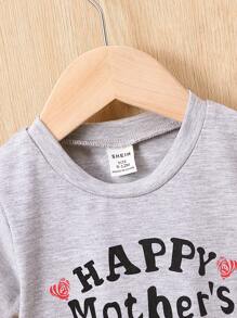 Baby Boy Heart & Slogan Graphic Tee - Grey - View 6
