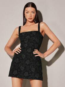 SHEIN BAE Vestido Camiseta Floral Jacquard, Vestido Mini Plissado de Pescoço Quadrado de Cor Sólida, Vestido Sem Costas Rosa com Manga Bufante Sem Alças, Vestido de Estilo Palaciano para Férias de Verão, Elegante, Roupas de Praia para Mulher / Vestido de Convidada de Casamento / Vestido de Chá de Panela Branco, Vestido de Formatura / Conjunto de Formatura, Roupas de Brunch para Mulheres, Roupa de Show de Mulheres / Roupas de Rave Festival / Roupa de Show de País / Roupas de Ibiza / Roupas de Nashville, Férias, Férias, Modesto, Roupas de Mulher para Férias Tropicais, Gyaru, Roupas de Verão / Roupas de Verão, Roupas de Primavera para Mulheres, Vestido para Encontro à Noite, Vestido de Dama de Honra Mini, Vestido Preto Elegante Pequeno, Primavera/Verão