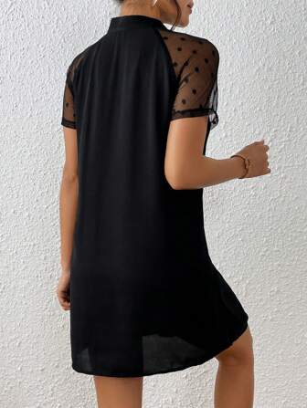 SHEIN Privé Kontrastmaska Famsida Knut Enkel Enkel Klänning