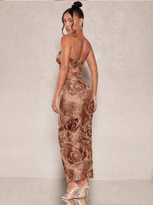 SHEIN BAE Floral Print Tube Top & Pencil Skirt