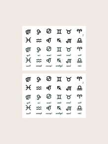 紋身貼紙套件，2 張星座圖案紋身兒童，紋身貼紙成人，逼真紋身星座，適合女士和女孩 - 彩色 - 查看 4