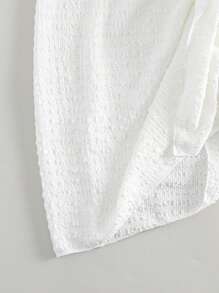 Swim Vcay Summer Beach Solid Knot Side Cover Up Skirt - White - View 4