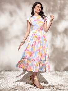 Modelyn Vestido de tie dye bajo con fruncido - Multicolor - Ver 3