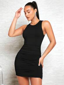 SHEIN BAE Cut Out Backless Ruched Bodycon Dress
