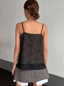 Dazy Designer Jacquard Draped Collar Cami Top Tank Tops New Years Women Carnival - Multicolor - View 2