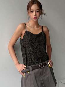 Dazy Designer Jacquard Draped Collar Cami Top Tank Tops New Years Women Carnival - Multicolor - View 5