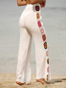 Swim Vcay 側拼接織帶罩衫長褲