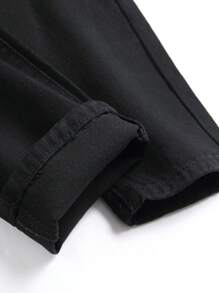 Vaqueros ajustados rasgados y deshilachados para hombre - Negro - Ver 4