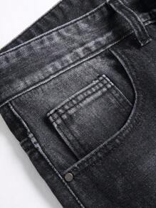 Quần short denim tẩy trắng rách rưới cho nam - màu đen - Xem 5
