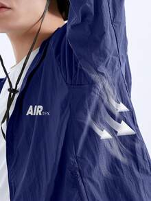 Men Zip Up Hooded Sports Jacket - Navy Blue - View 4