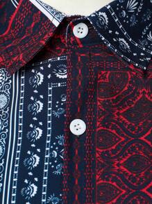 Áo sơ mi Nam Nút phía trước Chắp vá Paisley Boho - Nhiều màu - Xem 5