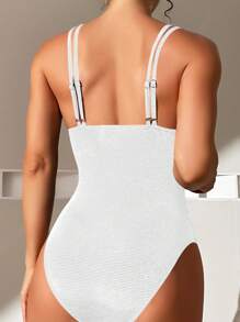 Phụ nữ một mảnh màu trơn - trắng - Xem 2