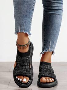 Dép Đen Thể Thao Cho Nữ, Dép Thể Thao Cut Out - màu đen - Xem 3