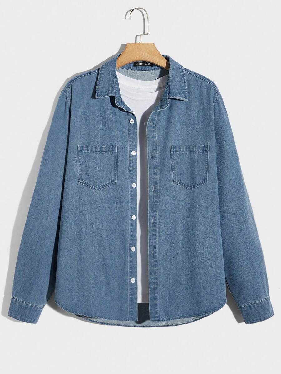 Manfinity RebelGame Nam Áo denim Bông Túi Kép Without Tee - Rửa nhẹ - Xem 1