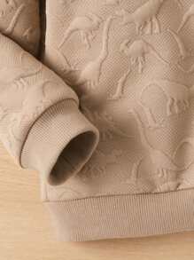 SHEIN 1pc Young Boys' Dinosaur Embossed Hooded Long Sleeve Sports Shirt,Holiday,Summer,Travel
