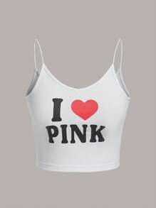 SHEIN ICON Slogan Graphic Cami Top - White - View 1