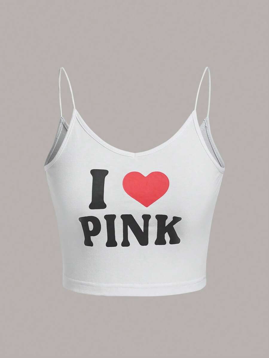 SHEIN ICON Slogan Graphic Cami Top - White - View 1