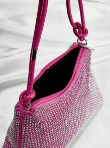 Cuccoo Party Collection Borsa hobo con borchie piccolo rosa fluo
