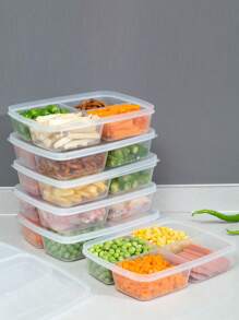 Hộp lưu trữ thực phẩm bằng nhựa 1pc, container lưu trữ thực phẩm đa năng rõ ràng hàng ngày cho nhà bếp - trắng - Xem 1