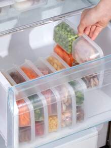 Hộp lưu trữ thực phẩm bằng nhựa 1pc, container lưu trữ thực phẩm đa năng rõ ràng hàng ngày cho nhà bếp - trắng - Xem 5