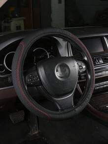 1入組格紋圖案黑色汽車方向盤套 - 黑色 - 查看 1