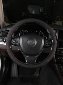 1入組格紋圖案黑色汽車方向盤套 - 黑色 - 查看 3