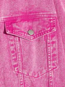 Manfinity VCAY Men Plus Cotton Flap Pocket Denim Jacket Without Hoodie - Pink - View 3