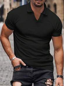 Manfinity Homme 男士素色POLO衫 - 黑色 - 查看 1