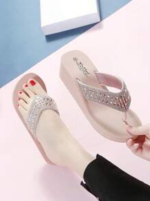 Dép xỏ ngón màu hồng thời trang dành cho nữ, Dép đi biển có đế dày, chống trượt và chống mài mòn, Dép xỏ ngón trong nhà & ngoài trời thanh lịch để sử dụng tại nhà - Hồng - Xem 2