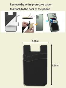 1pc Black Multifunctional Phone Adhesive Card Holder Bag - Black - View 4