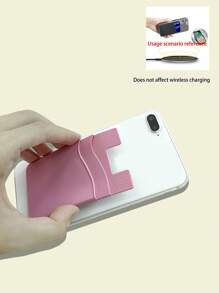 1pc Pink Multifunctional Phone Adhesive Card Holder Bag - Pink - View 4