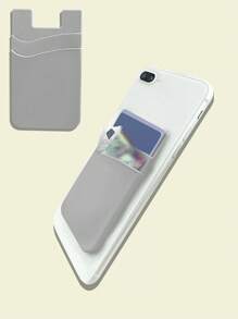 1pc Gray Multifunctional Phone Adhesive Card Holder Bag - Grey - View 2