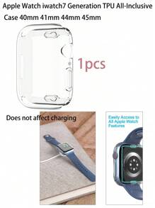 1pc Clear Square TPU Watch Case Compatible With Apple Watch - Black and White - View 4