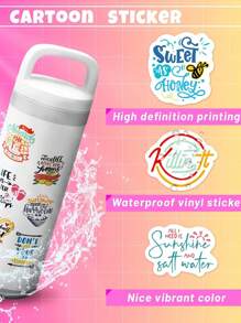 50 piezas Etiqueta engomada surtida con letra & con patrón de girasol - Multicolor - Ver 3