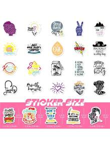 50 piezas Etiqueta engomada surtida con letra & con patrón de girasol - Multicolor - Ver 4