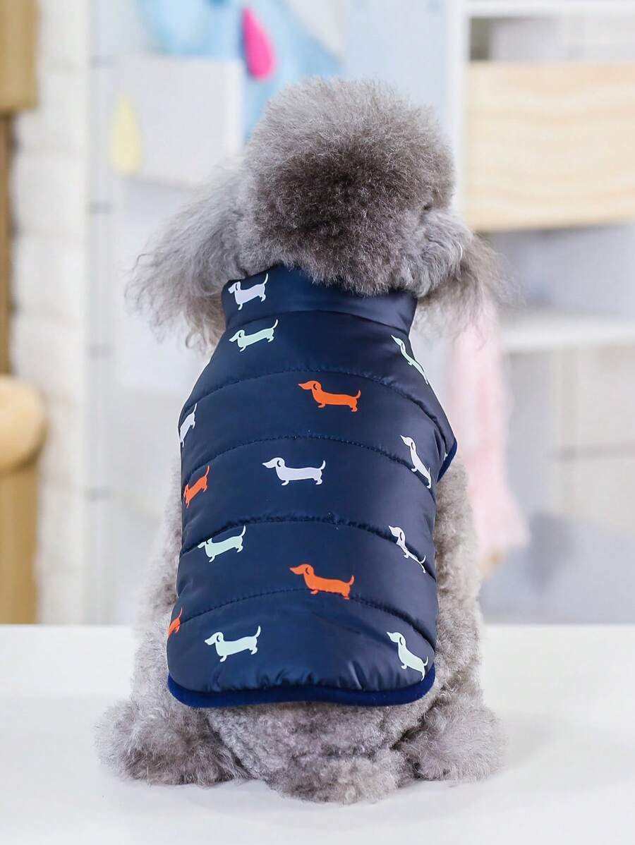 Áo Vest Có Đệm Cho Thú Cưng Quần Áo Cho Chó In Áo Vest Ấm Áp Cho Mèo Và Chó - Màu xanh lam - Xem 1