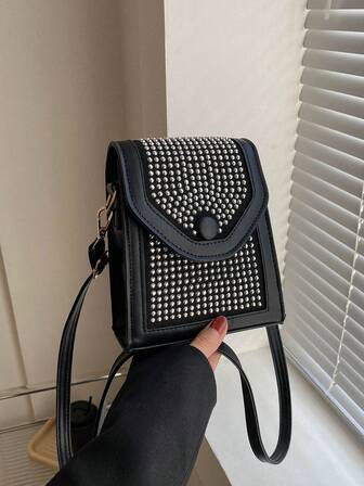 迷你翻蓋方包鉚釘裝飾紐扣裝飾