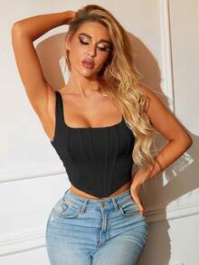 PARTHEA Canotta monocolore orlo asimmetrico