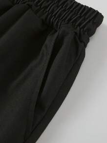 Dr Speakup ROMWE MEN Guys Figure Graphic Drawstring Waist Shorts - Black - View 8