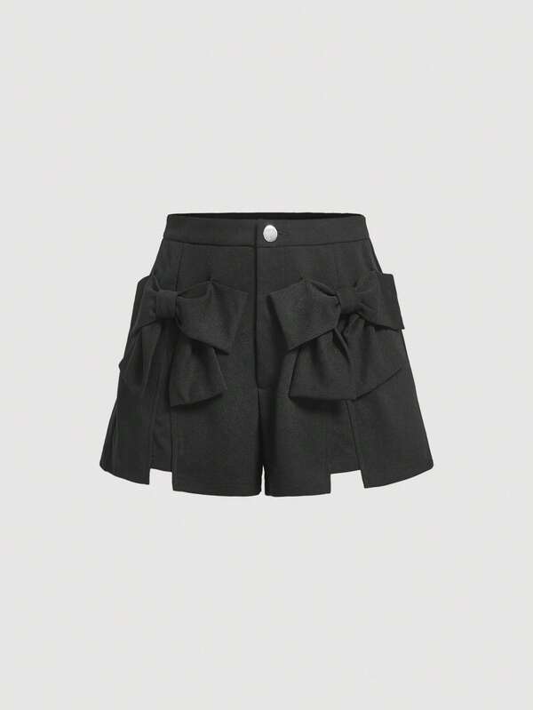SHEIN MOD Bow Front Split Hem Shorts SHEIN USA